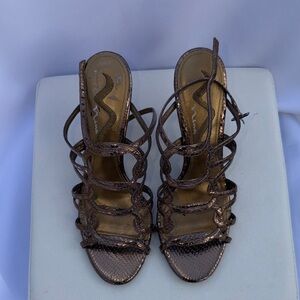 Nina Metallic Bronze Strappy Heels